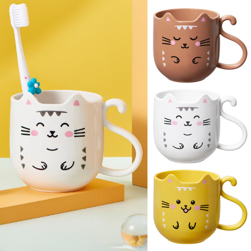 Cartoon Mouthwash Cups Cute Kitten Dog Dinosaur Thickened Pp Material Wash Cup Θήκη οδοντόβουρτσας για ταξίδι καθαρισμού μπάνιου