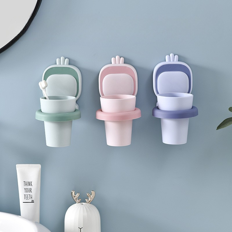 Laste multikas armas hambaharja kruusikomplekt Punch-free seinale kinnitatav hambaharja kruusiriiul poistele ja tüdrukutele.