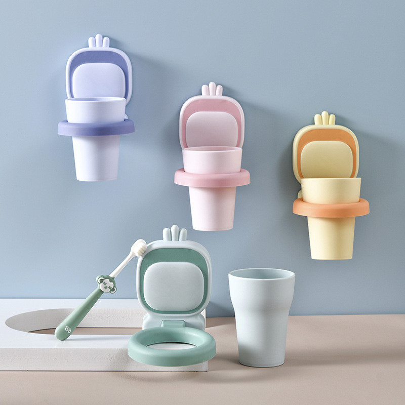 Laste multikas armas hambaharja kruusikomplekt Punch-free seinale kinnitatav hambaharja kruusiriiul poistele ja tüdrukutele.