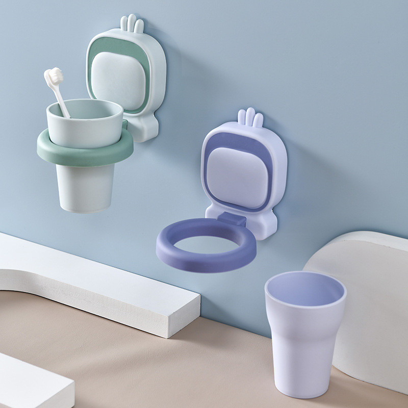 Laste multikas armas hambaharja kruusikomplekt Punch-free seinale kinnitatav hambaharja kruusiriiul poistele ja tüdrukutele.