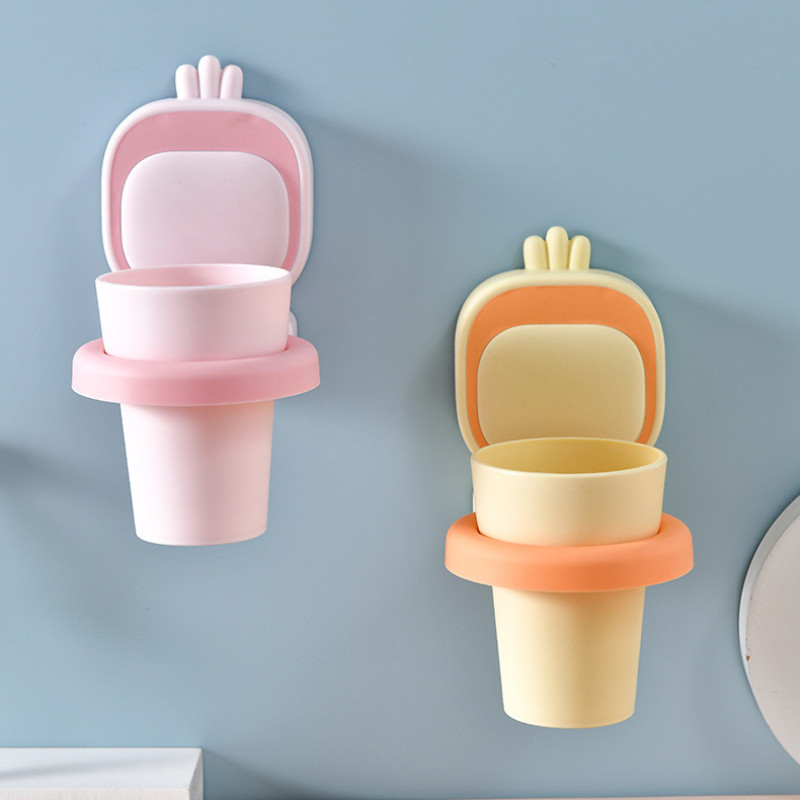 Laste multikas armas hambaharja kruusikomplekt Punch-free seinale kinnitatav hambaharja kruusiriiul poistele ja tüdrukutele.