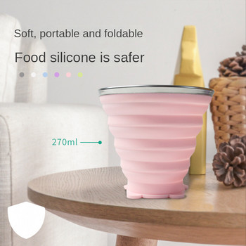 Силиконова сгъваема чаша за вода за пътуване на открито Преносима спортна чаша за вода с чаша за вода за уста Аксесоари за пътуване Ежедневна чаша