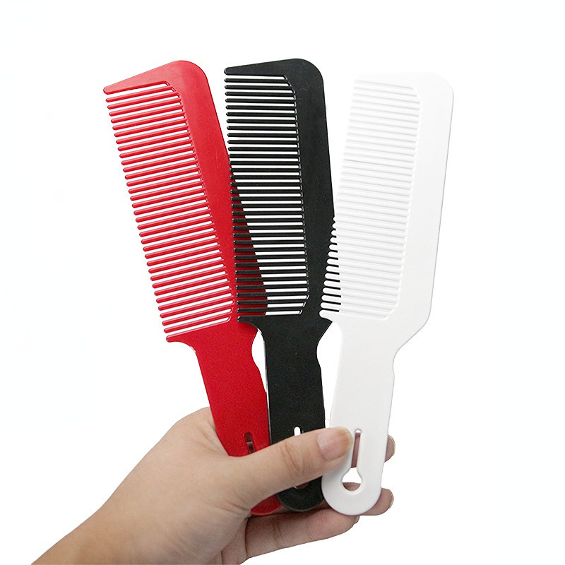 Kirpyklos šukos Naujos kelių spalvų minimalistinės juodos plastikinės šukos tankios danties stumiamosios briaunos plokščios plaukų salono formavimo šukos