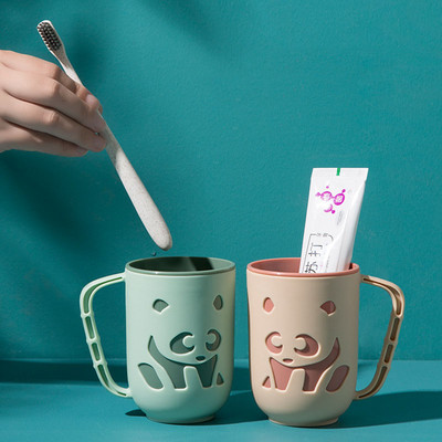 Двуслойна пластмасова чаша за четка за зъби Чаша за вода за уста Преносима чаша за измиване Анимационен стил Използване за възрастни Студентски двойки Баня за пътуване