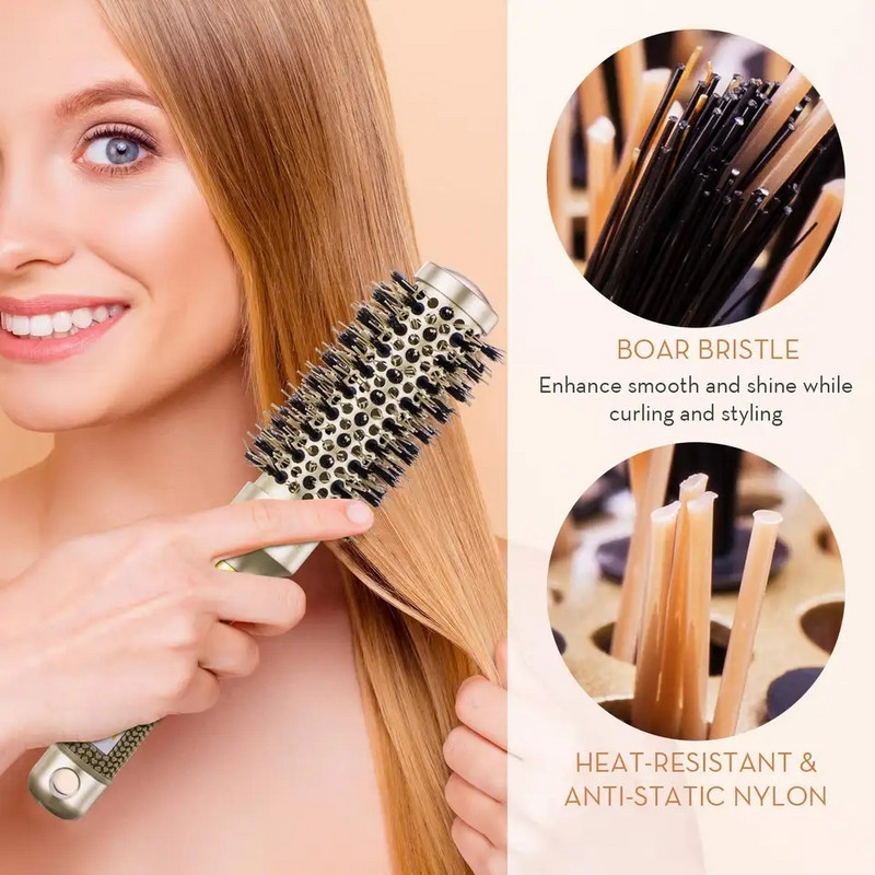 Professzionális hajkefe fésű, magas hőmérsékletnek ellenálló fodrászok Kerekkefe hordós hajkefe fésű szalon hajformázáshoz