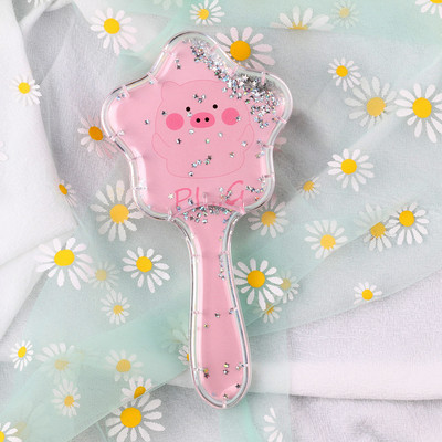 Παγιέτες με χτένα μασάζ Quicksand Μαξιλάρι μασάζ με χτένα Cute girl Comb Carry Long Hair Anti-knot Comb Hair Brush расческа для волос