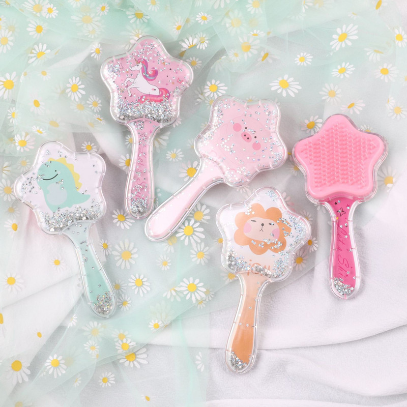 Παγιέτες με χτένα μασάζ Quicksand Μαξιλάρι μασάζ με χτένα Cute girl Comb Carry Long Hair Anti-knot Comb Hair Brush расческа для волос