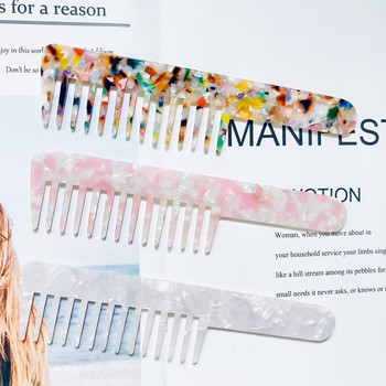 Моден фризьорски гребен за 2023 г. Нов винтидж гребен с ацетатен панел, мраморна момичешка коса с дълга дръжка, антистатична коса