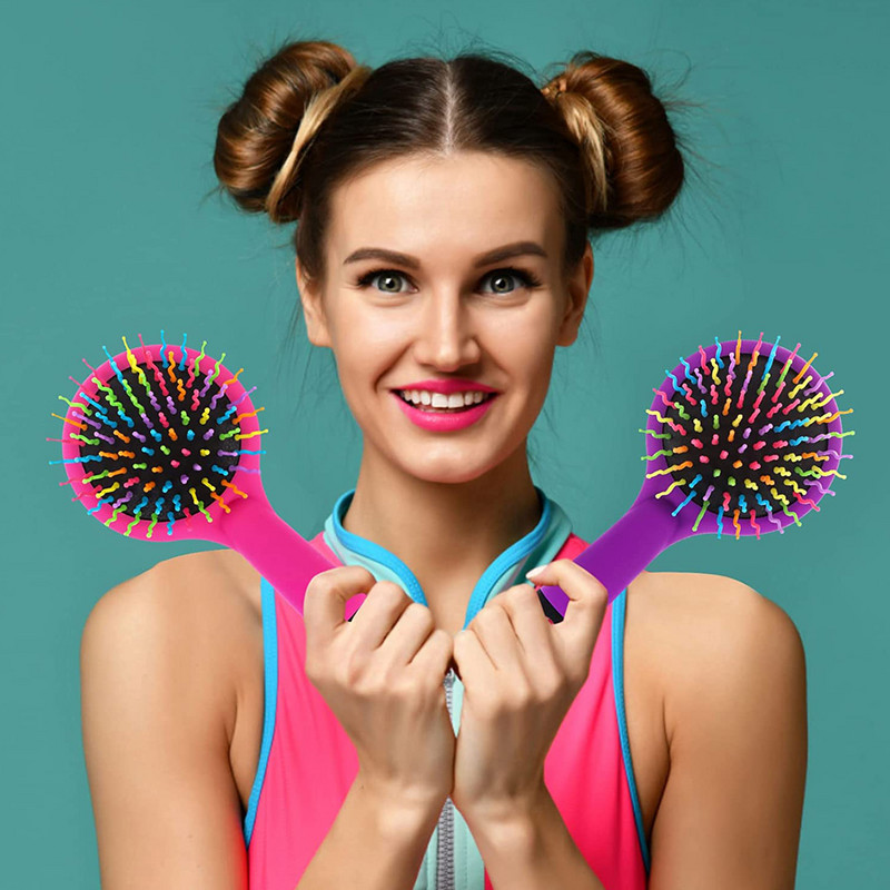 Rainbow Air Volume Paddle Četka za češljanje kose sa ogledalom za šminku Detangler Hair Curl Straight Massage Comb Brush Alat za oblikovanje kose