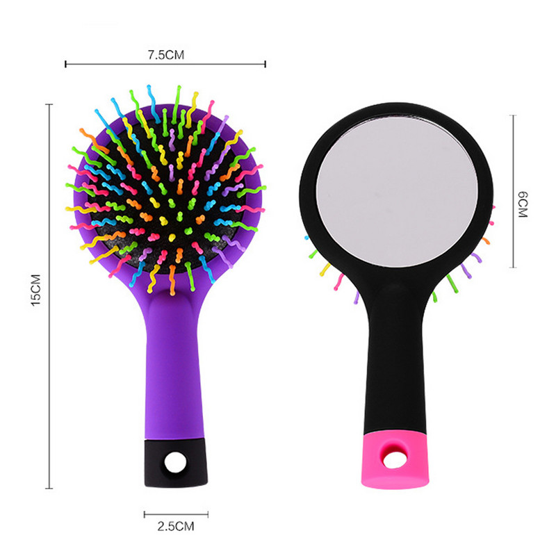 Rainbow Air Volume Paddle Četka za češljanje kose sa ogledalom za šminku Detangler Hair Curl Straight Massage Comb Brush Alat za oblikovanje kose