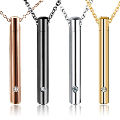 Cylinder Pet Cremation Urns Necklace Stainless Steel Ash Memorial Container Holder Jewelry Memorial Keepsake Pendant
