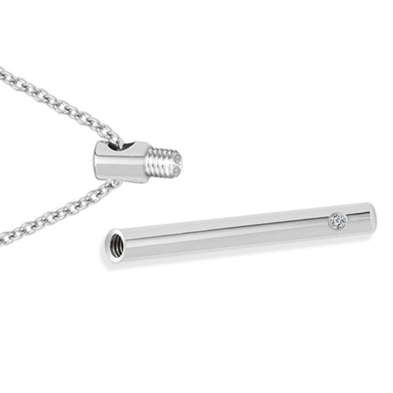 Cilindra mājdzīvnieku kremācijas urnas kaklarota nerūsējošā tērauda pelnu piemiņas konteinera turētājs rotaslietas piemiņas piemiņas piemiņas kulons