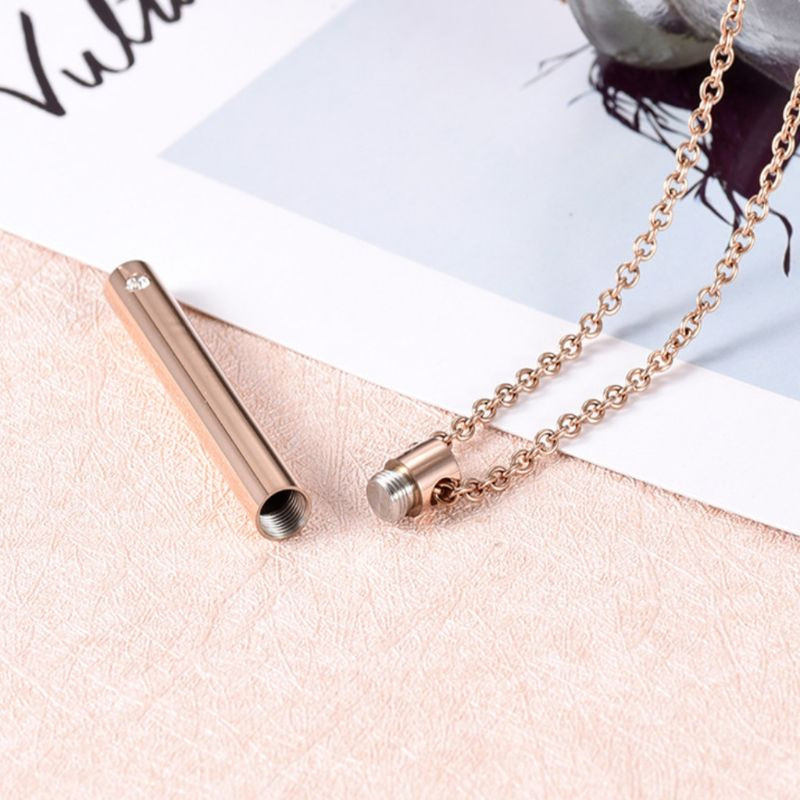 Cilindra mājdzīvnieku kremācijas urnas kaklarota nerūsējošā tērauda pelnu piemiņas konteinera turētājs rotaslietas piemiņas piemiņas piemiņas kulons