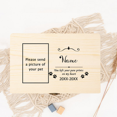 Εξατομικευμένη τεφροδόχος κατοικίδιων Προσαρμογή ονόματος Μνήμη σκύλου Ξύλινο κουτί ανάμνησης δώρου Απώλεια στάχτης αναμνηστικά δοχεία για σκύλους ή γάτες
