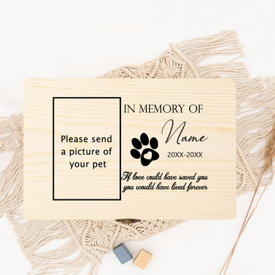 Εξατομικευμένη τεφροδόχος κατοικίδιων Προσαρμογή ονόματος Μνήμη σκύλου Ξύλινο κουτί ανάμνησης δώρου Απώλεια στάχτης αναμνηστικά δοχεία για σκύλους ή γάτες