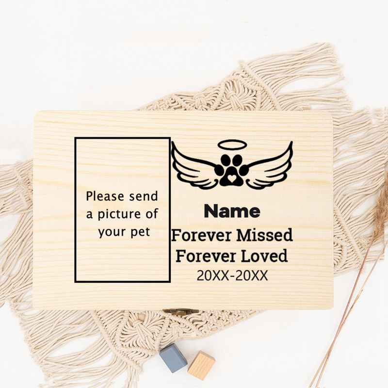 Εξατομικευμένη τεφροδόχος κατοικίδιων Προσαρμογή ονόματος Μνήμη σκύλου Ξύλινο κουτί ανάμνησης δώρου Απώλεια στάχτης αναμνηστικά δοχεία για σκύλους ή γάτες