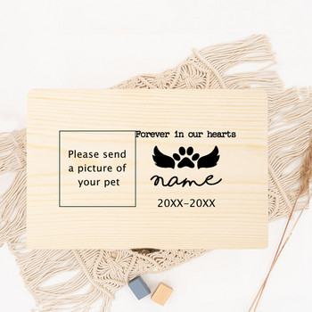 Εξατομικευμένη φωτογραφία κατοικίδιων Προσαρμόστε ουρές ονόματος για υπολείμματα σκύλου ή γάτας Στάχτες Απώλεια κατοικίδιων αναμνηστικό δώρο Μνήμη σκύλου Ξύλινο κουτί