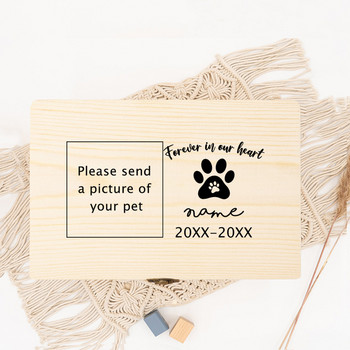 Персонализирана снимка на домашен любимец Персонализиране на урни с имена за останки от куче или котка Пепел Загуба Мемориал за домашни любимци Подарък за спомен Дървена кутия за памет на куче