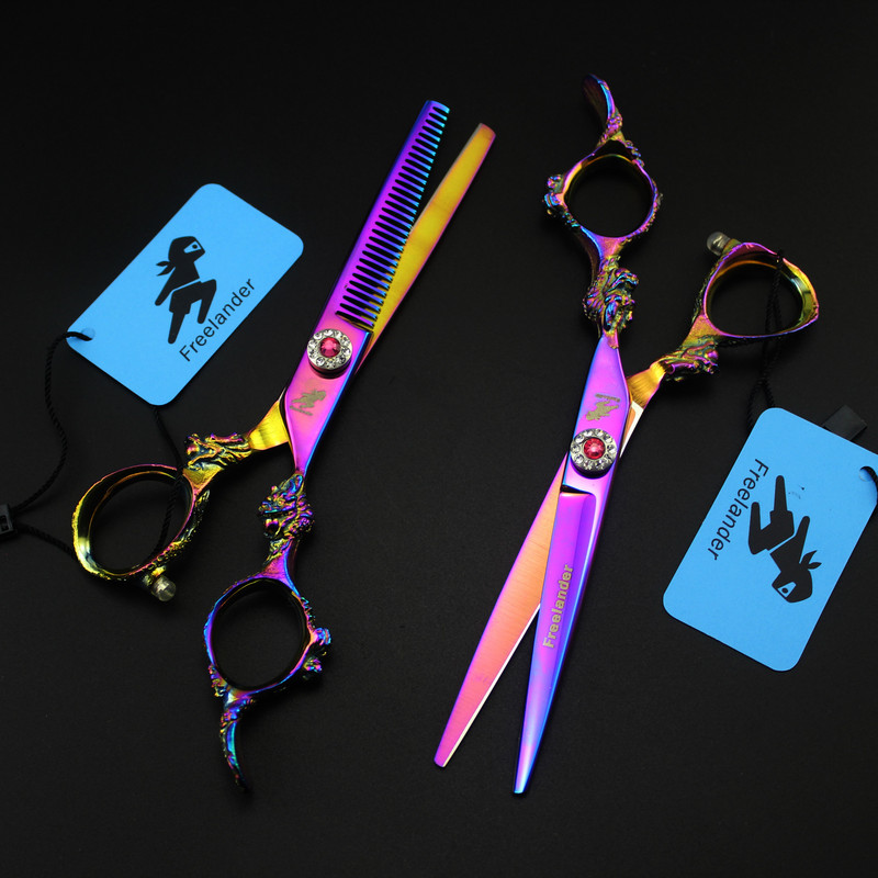 6" värvilised roostevabast terasest juuksekäärid Professionaalsed juuksuri käärid juuksuri tööriist Lamedaks lõigatud hammaste hõrenemise lõikamiseks juuksurisalong