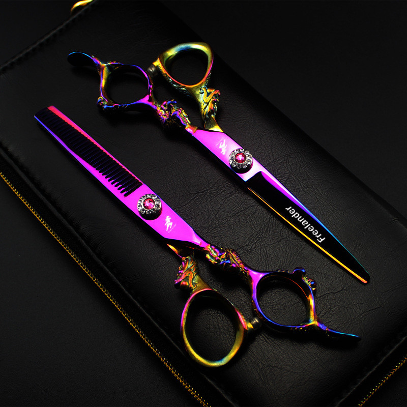 6" värvilised roostevabast terasest juuksekäärid Professionaalsed juuksuri käärid juuksuri tööriist Lamedaks lõigatud hammaste hõrenemise lõikamiseks juuksurisalong