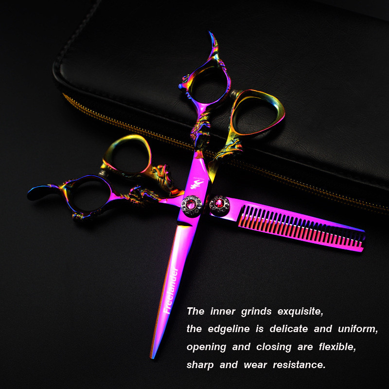 6" värvilised roostevabast terasest juuksekäärid Professionaalsed juuksuri käärid juuksuri tööriist Lamedaks lõigatud hammaste hõrenemise lõikamiseks juuksurisalong