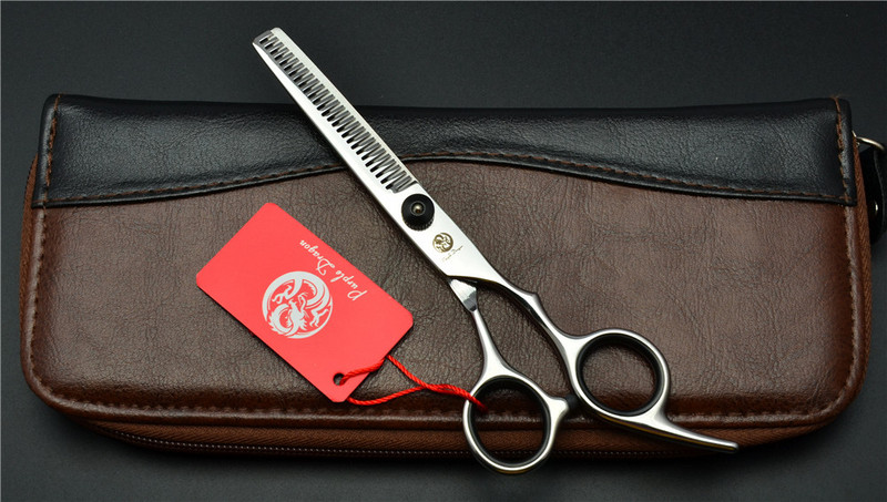 4Gb uzvalks 6`` Black Purple Dragon Profesionālās cilvēka matu šķēres Frizieris Sears ķemmes + griešanas šķēres + retināšana