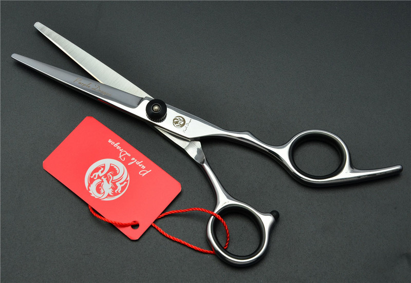 4Gb uzvalks 6`` Black Purple Dragon Profesionālās cilvēka matu šķēres Frizieris Sears ķemmes + griešanas šķēres + retināšana