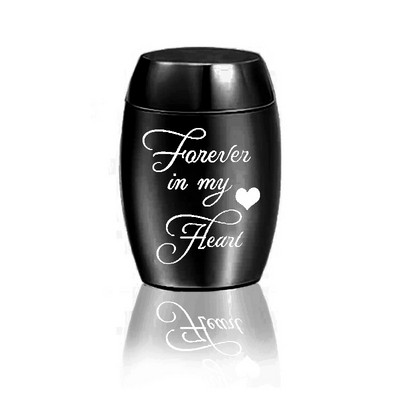 Minigraveeritud tuhastamisurnid lemmikloomade tuha jaoks. Kirst, armastuse kadumine, roostevabast terasest tuhastamine lemmikloomasõbrale