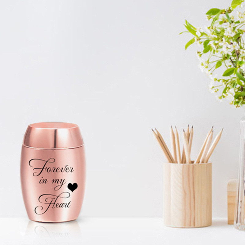 Mini graviruotos kremavimo urnos naminiams gyvūnėliams žmonių pelenų karstas Laidotuvių meilės nerūdijančio plieno kremavimas naminių gyvūnėlių mylėtojams