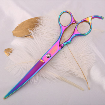Fenice Нов дизайн 7,0 инча извито надолу острие 25 градуса извити ножици за подстригване на домашни любимци