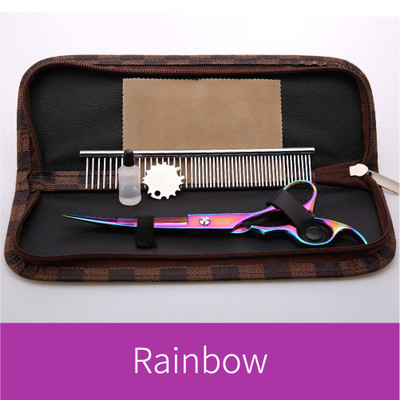 Fenice Uue disainiga 7,0-tollised allapoole kumer tera 25-kraadised kumerad käärid lemmikloomade hooldamiseks