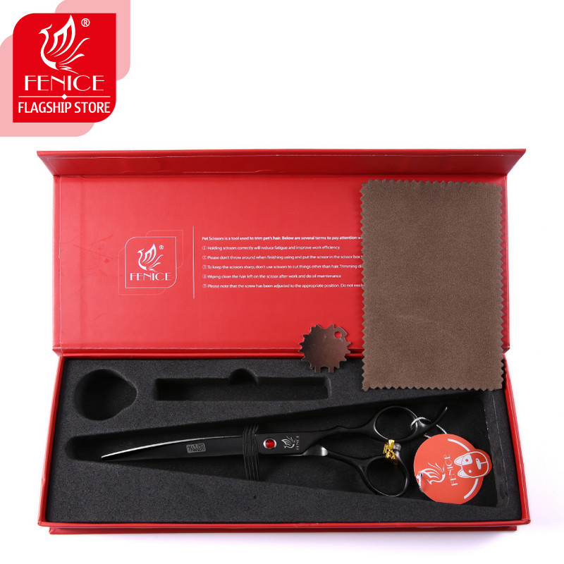 Fenice Uue disainiga 7,0-tollised allapoole kumer tera 25-kraadised kumerad käärid lemmikloomade hooldamiseks