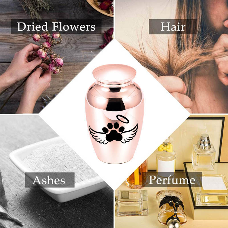 Kremavimo urna augintinio pelenų laikikliui atmintis angelo sparnai šuns letenų atspaudai proginė urna pasirinktinis pavadinimas data aliuminio lydinio pelenų stiklainis