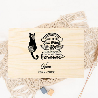 Urnă personalizată pentru animale de companie Personalizați numele și data Resturile animalelor de companie Cutie de lemn pentru incinerare Cenușă de pisică Cutie de urne Cutie funerară personalizată pentru cenușă de câine,