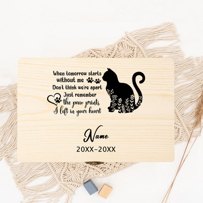 Urnă personalizată pentru animale de companie Personalizați numele și data Resturile animalelor de companie Cutie de lemn pentru incinerare Cenușă de pisică Cutie de urne Cutie funerară personalizată pentru cenușă de câine,
