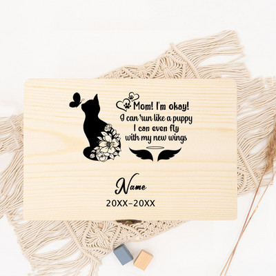 Urnă personalizată pentru animale de companie Personalizați numele și data Resturile animalelor de companie Cutie de lemn pentru incinerare Cenușă de pisică Cutie de urne Cutie funerară personalizată pentru cenușă de câine,