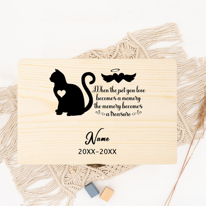 Urnă personalizată pentru animale de companie Personalizați numele și data Resturile animalelor de companie Cutie de lemn pentru incinerare Cenușă de pisică Cutie de urne Cutie funerară personalizată pentru cenușă de câine,