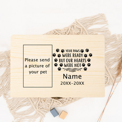 Személyre szabott kisállat-urna Név személyre szabott kisállat-emlékurnák macska kisállat fényképéhez Egyedi hamu fa emlékező temetési doboz