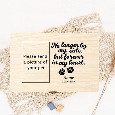 Személyre szabott kisállat-urna Név személyre szabott kisállat-emlékurnák macska kisállat fényképéhez Egyedi hamu fa emlékező temetési doboz