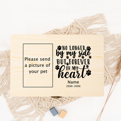 Személyre szabott kisállat-urna Név személyre szabott kisállat-emlékurnák macska kisállat fényképéhez Egyedi hamu fa emlékező temetési doboz