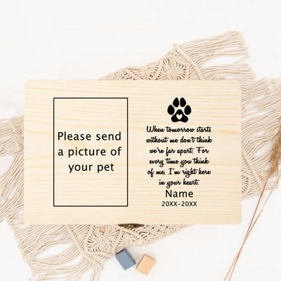 Személyre szabott kisállat-urna Név személyre szabott kisállat-emlékurnák macska kisállat fényképéhez Egyedi hamu fa emlékező temetési doboz