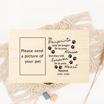 Személyre szabott kisállat-urna Név személyre szabott kisállat-emlékurnák macska kisállat fényképéhez Egyedi hamu fa emlékező temetési doboz