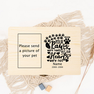 Személyre szabott kisállat-urna Név személyre szabott kisállat-emlékurnák macska kisállat fényképéhez Egyedi hamu fa emlékező temetési doboz