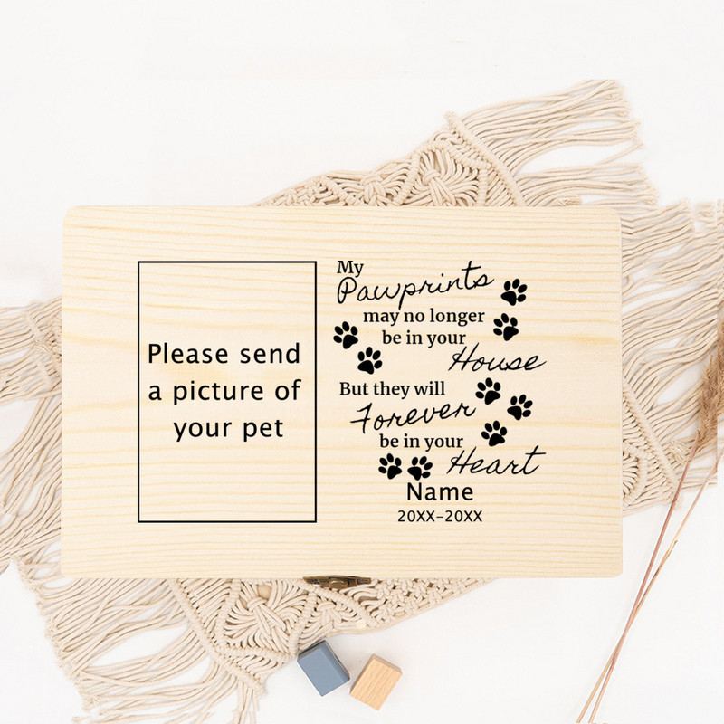 Személyre szabott kisállat-urna Név személyre szabott kisállat-emlékurnák macska kisállat fényképéhez Egyedi hamu fa emlékező temetési doboz