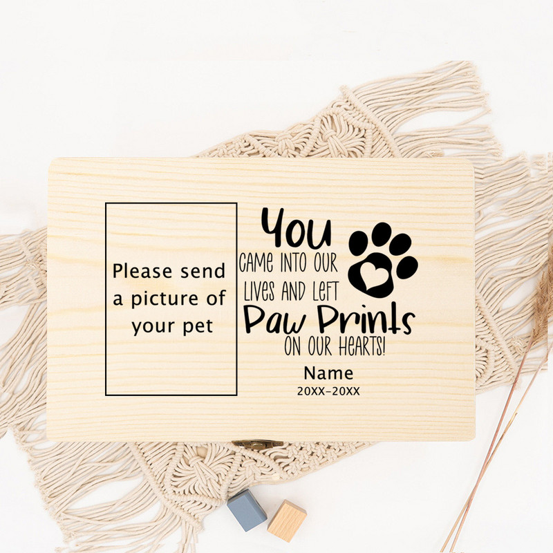 Személyre szabott kisállat-urna Név személyre szabott kisállat-emlékurnák macska kisállat fényképéhez Egyedi hamu fa emlékező temetési doboz