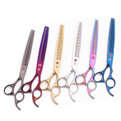 Purple Dragon 8-tollised koerahoolduskäärid Jaapan 440C Koer Chunker Käärid Loomade Harvenduskäärid Punane Teemanthai hambad Z3005