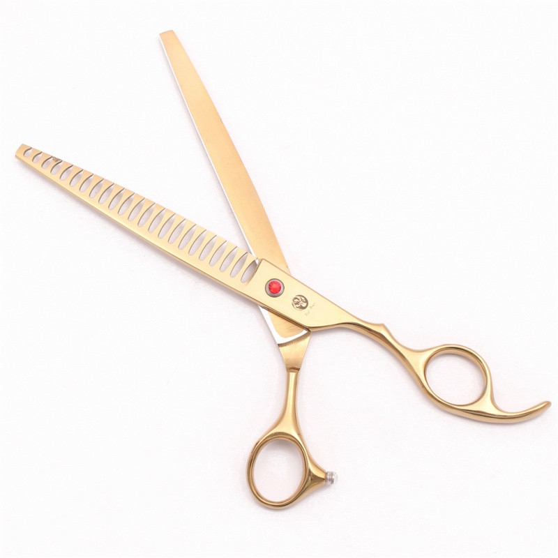 Purple Dragon 8-tollised koerahoolduskäärid Jaapan 440C Koer Chunker Käärid Loomade Harvenduskäärid Punane Teemanthai hambad Z3005