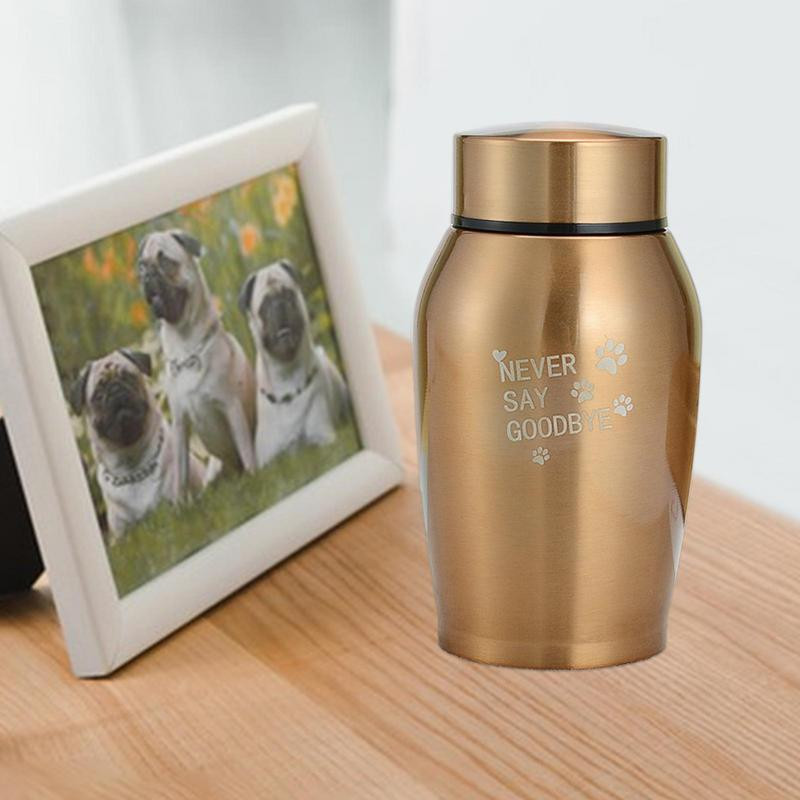 Meeste tuhastamise urnid roostevabast terasest väikesed mälestuspõletusurn, vastupidav metallist jagamine isiklik matuseurn lemmiklooma kassi koerale