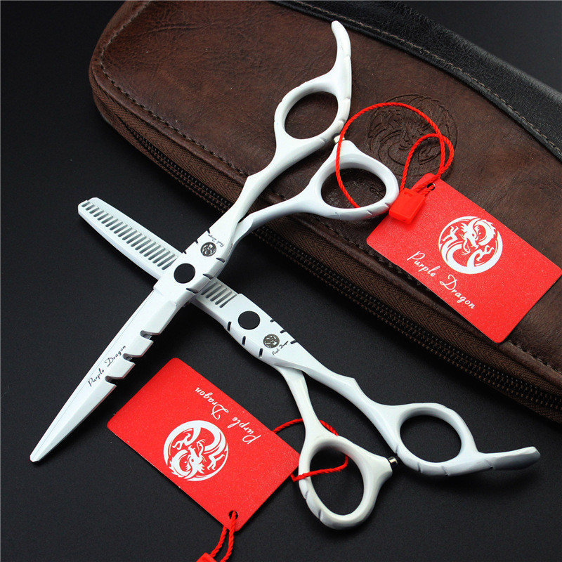 Lila Sárkány GYORS Szállítás Professzionális hajformázó eszközök, fehér 6 hüvelykes 440C hajolló fodrászolló tokkal