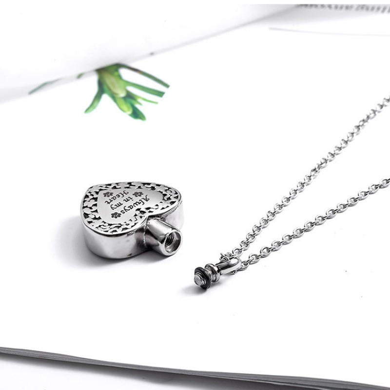 Pakabukas memorialinė urna nerūdijančio plieno širdies kremavimo pakabukai karoliai laidotuvių urna gyvūnai karoliai lydintys priedai